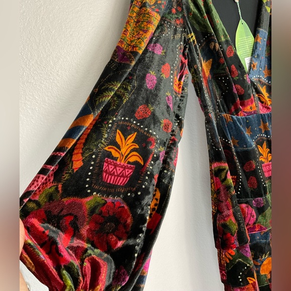 Farm Rio Crazy Mix Velvet Mini Dress - Picture 7 of 14